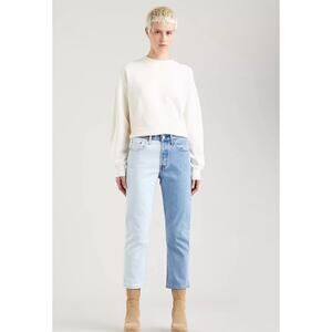 Levi's 501 Cropped Jeans Women’s 30x26 Straight-Leg High Rise Blue Two Tone